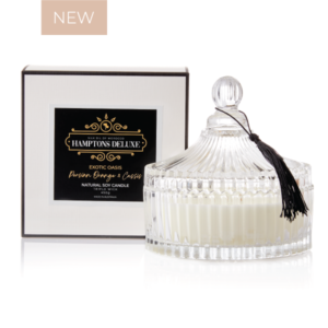 HAMPTONS DELUXE LARGE CANDLE – EXOTIC OASIS – PERSIAN ORANGE AND CASSIS